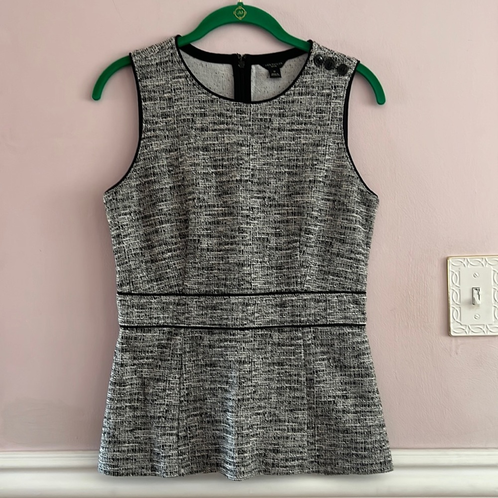 Ann Taylor Petite Plaid Peplum Top